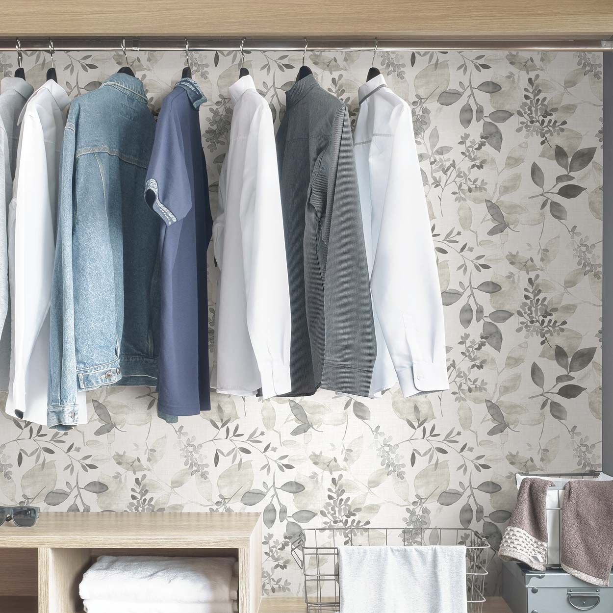 NuWall Breezy Peel & Stick Wallpaper, Grey