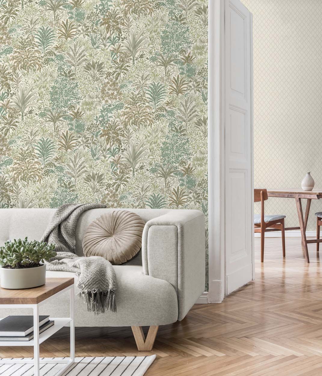 Vymura Capri Palm Landscape Italian Heavyweight Vinyl Wallpaper, Green