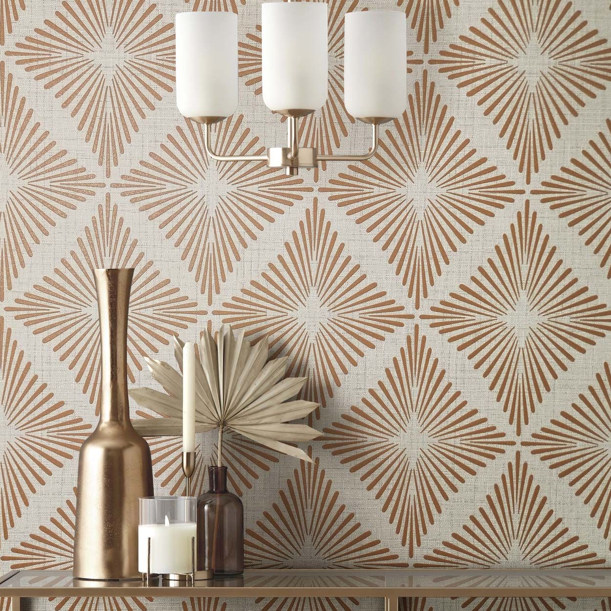 Fine Decor Denver Geometric Diamond Wallpaper, Stone