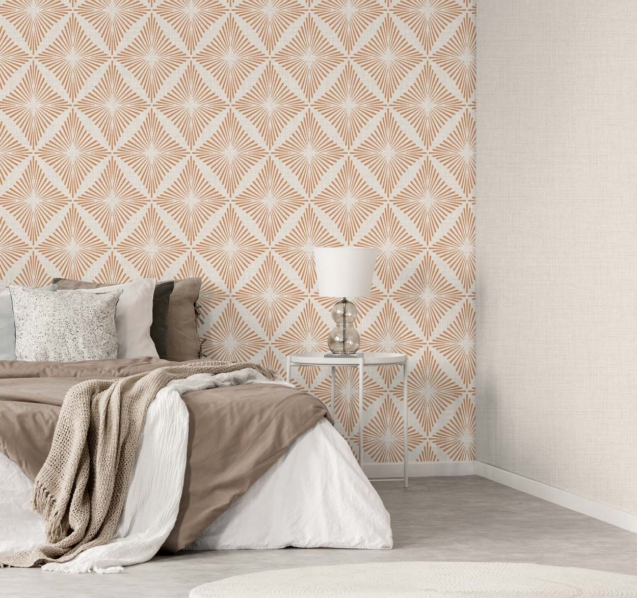 Fine Decor Denver Geometric Diamond Wallpaper, Stone