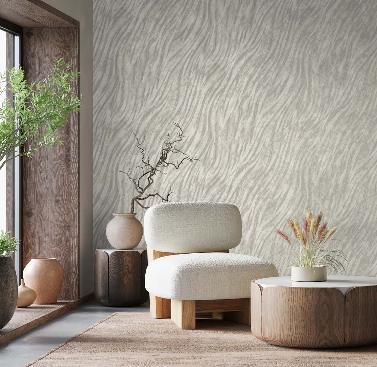 Crown Ember Wallpaper, Grey