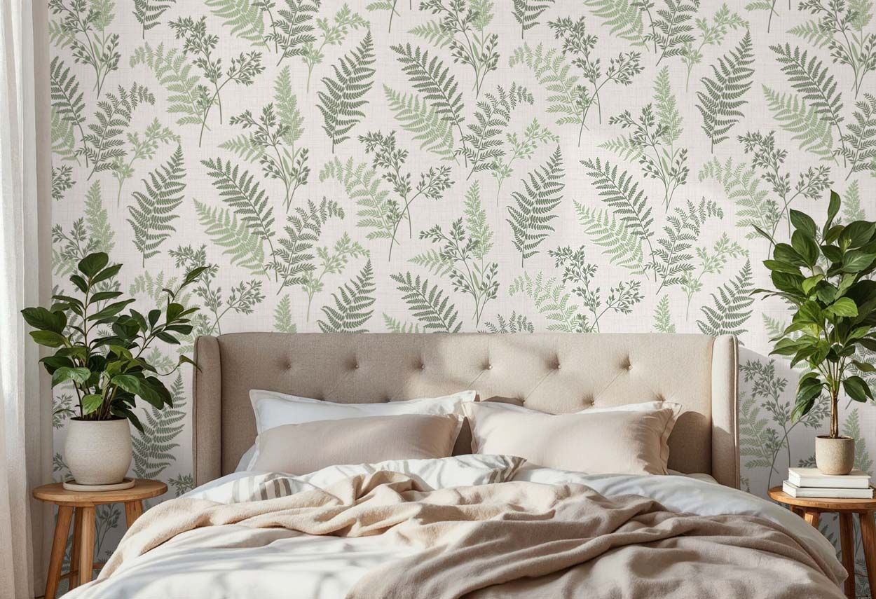 Fine Decor Fern Luxury Textured Vinyl Wallpaper, Green