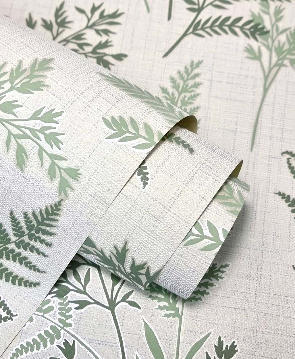 Fine Decor Fern Luxury Textured Vinyl Wallpaper, Green