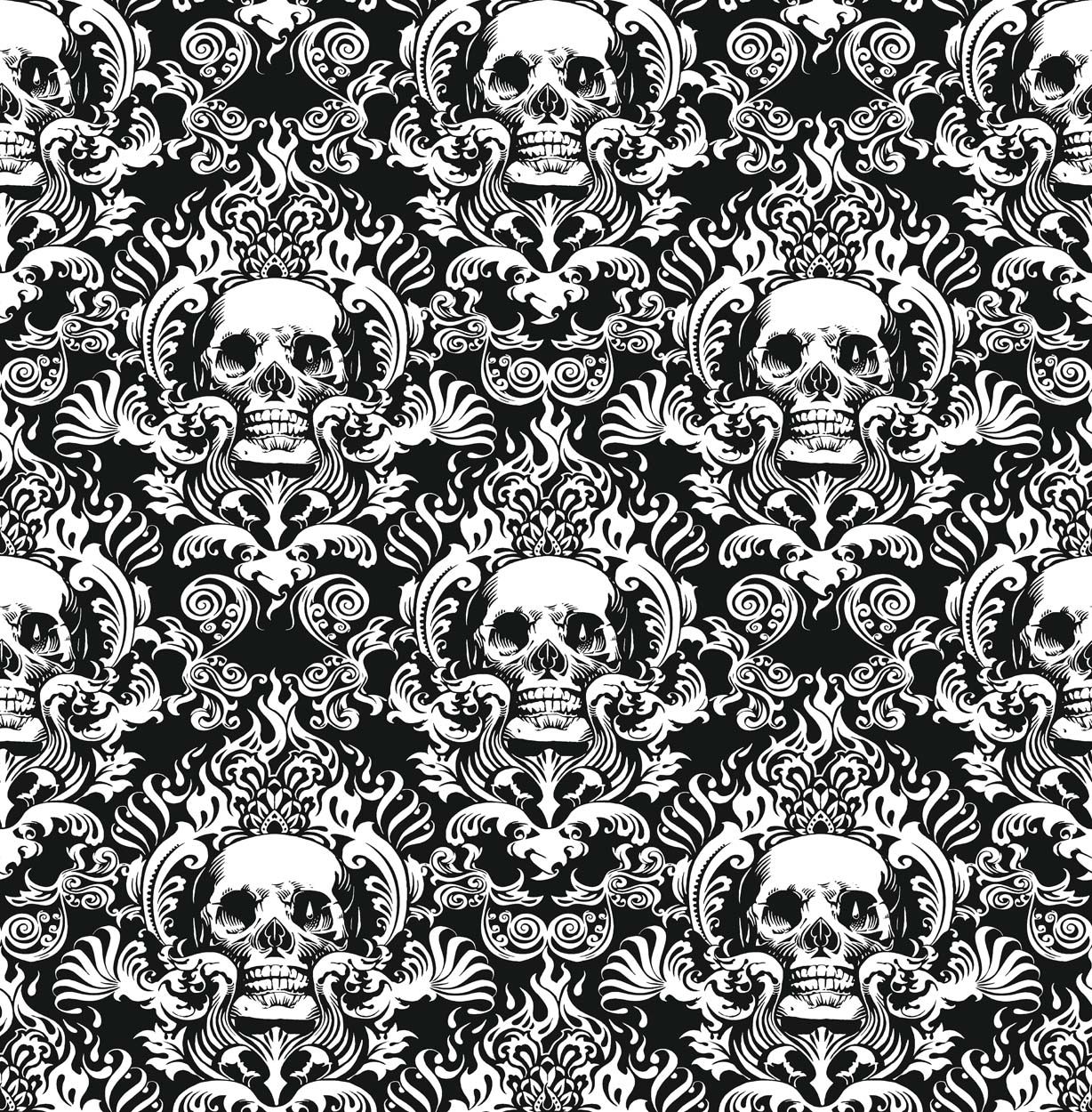 NuWall Skulls Fieri Peel & Stick Wallpaper, Black
