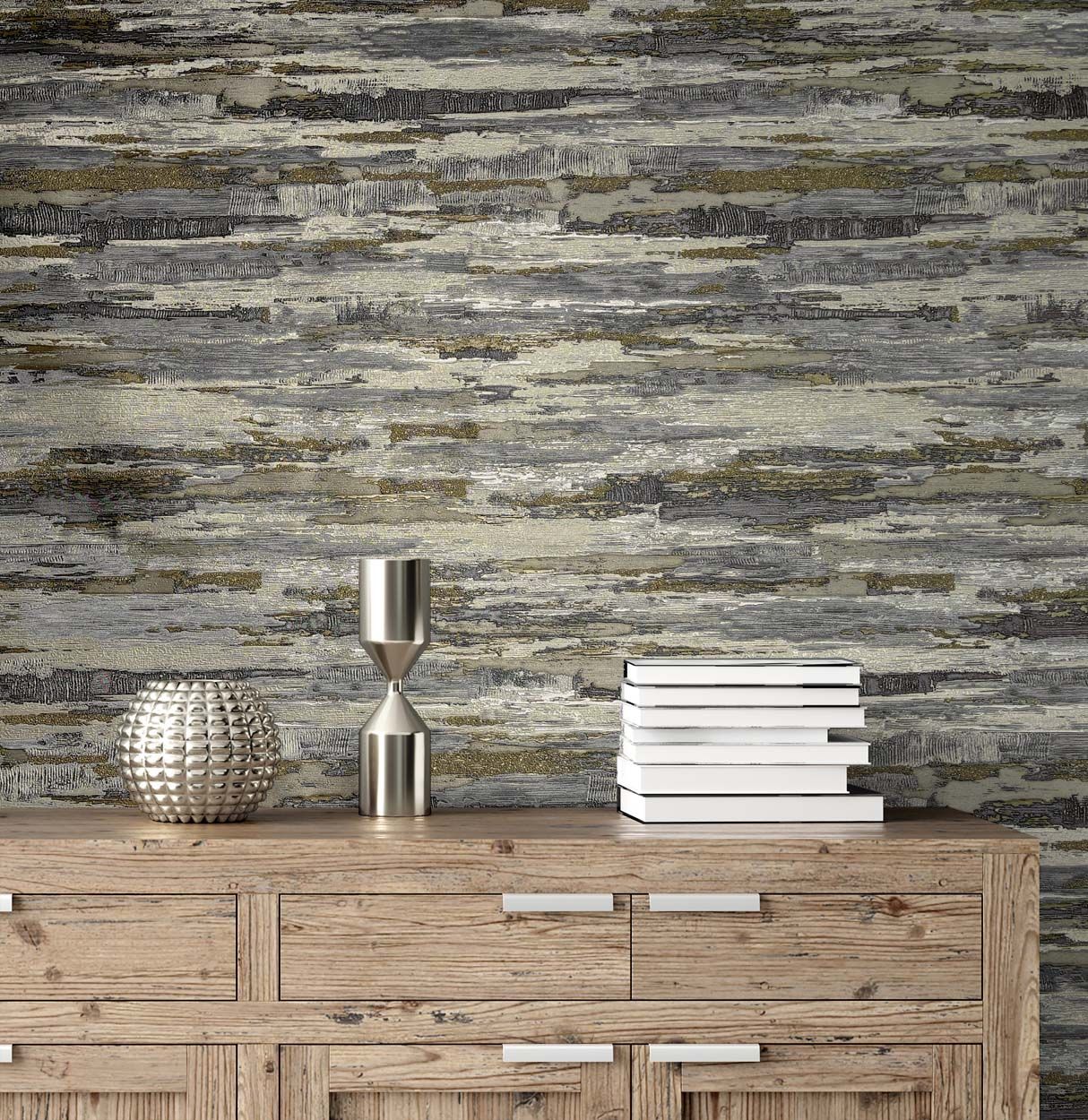 Vymura Gianni Plain Heavyweight Vinyl Wallpaper, Charcoal Taupe