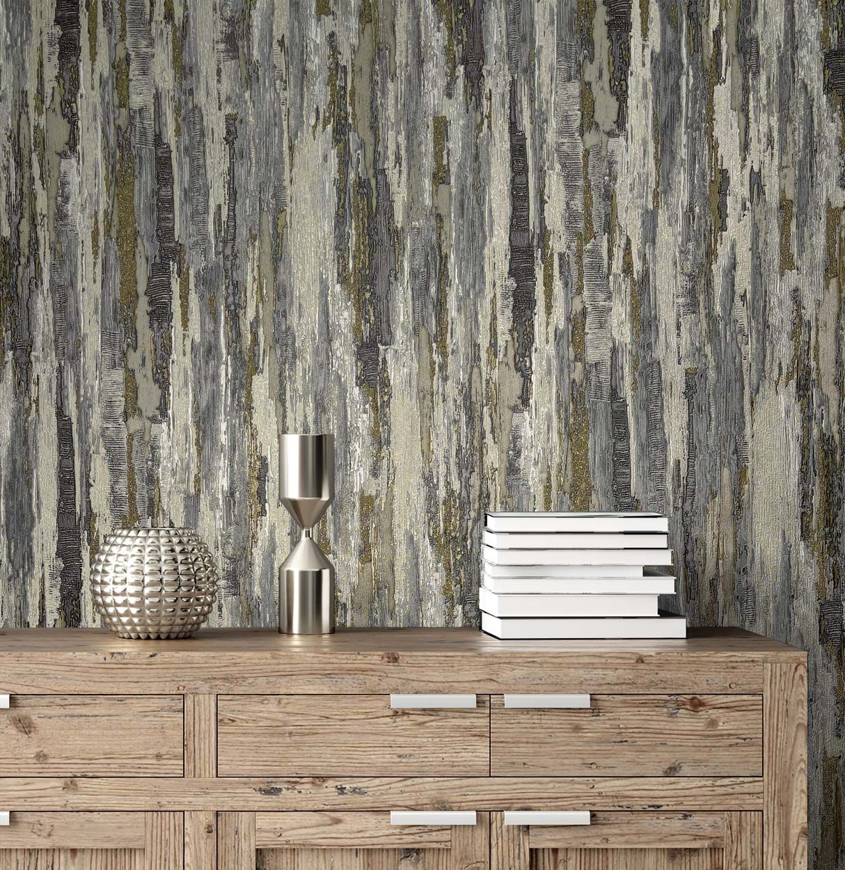 Vymura Gianni Plain Heavyweight Vinyl Wallpaper, Charcoal Taupe