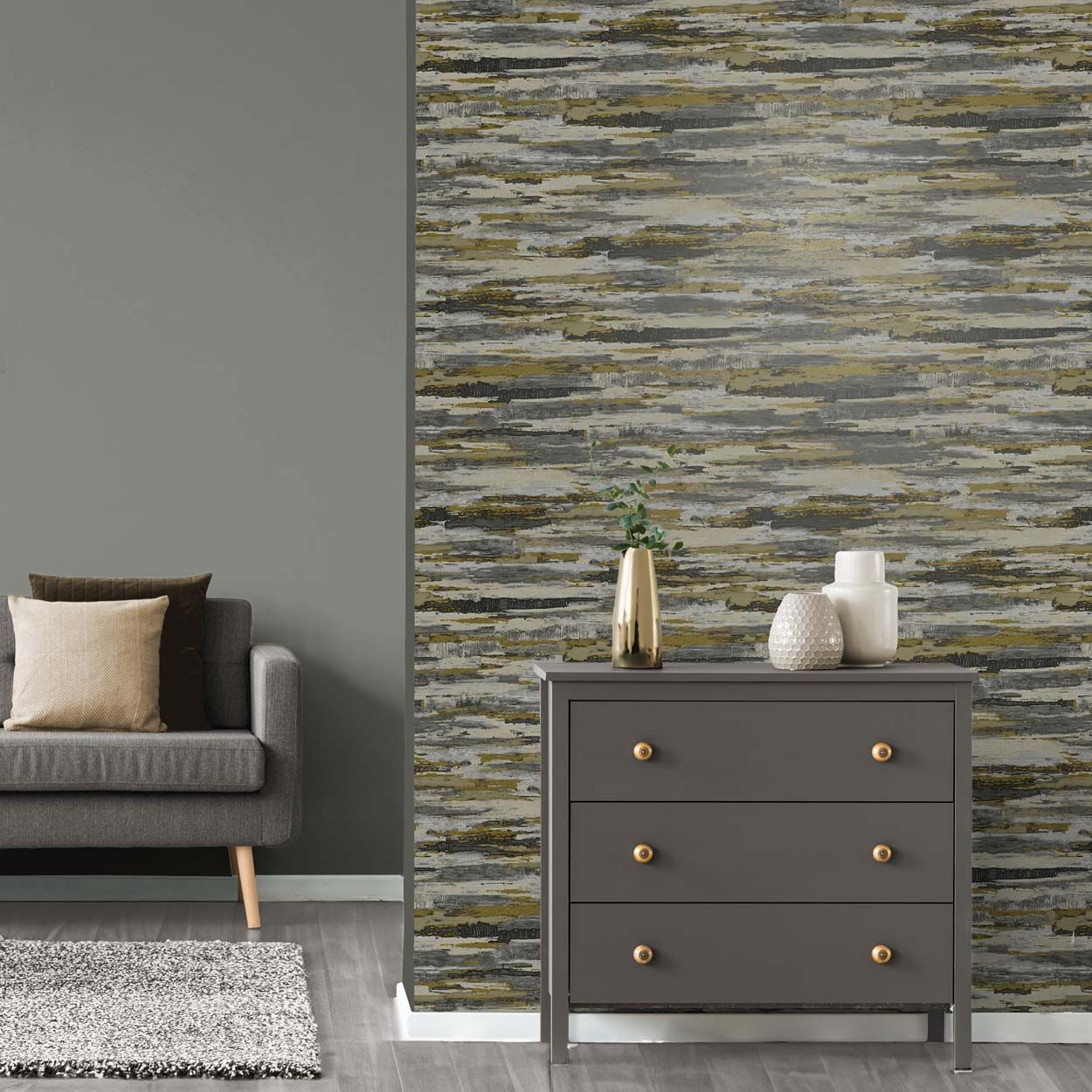 Vymura Gianni Plain Heavyweight Vinyl Wallpaper, Charcoal Taupe