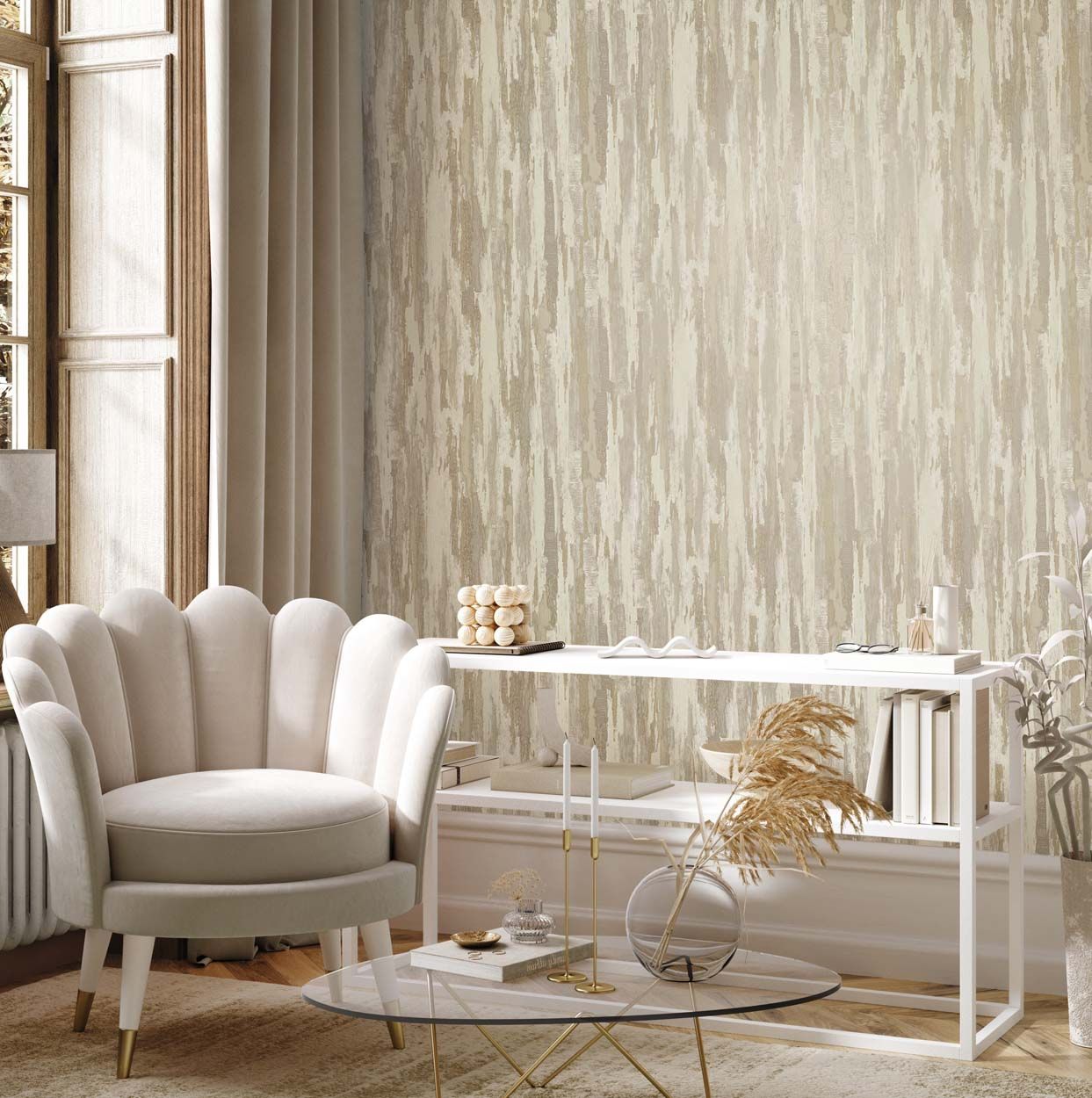 Vymura Gianni Plain Heavyweight Vinyl Wallpaper, Natural Beige