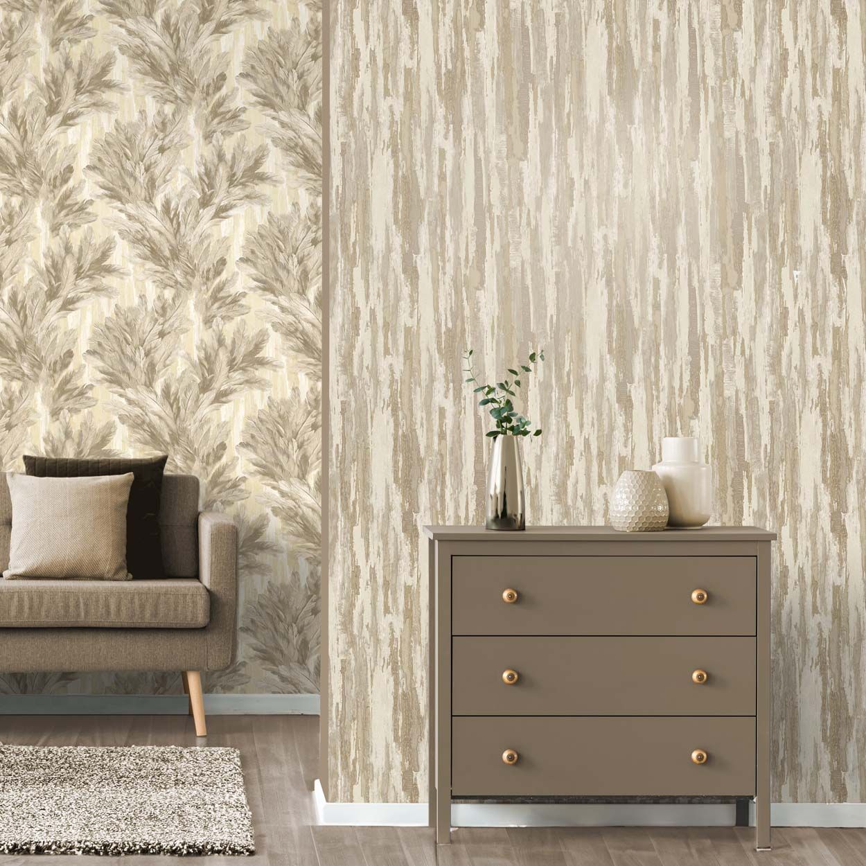 Vymura Gianni Plain Heavyweight Vinyl Wallpaper, Natural Beige