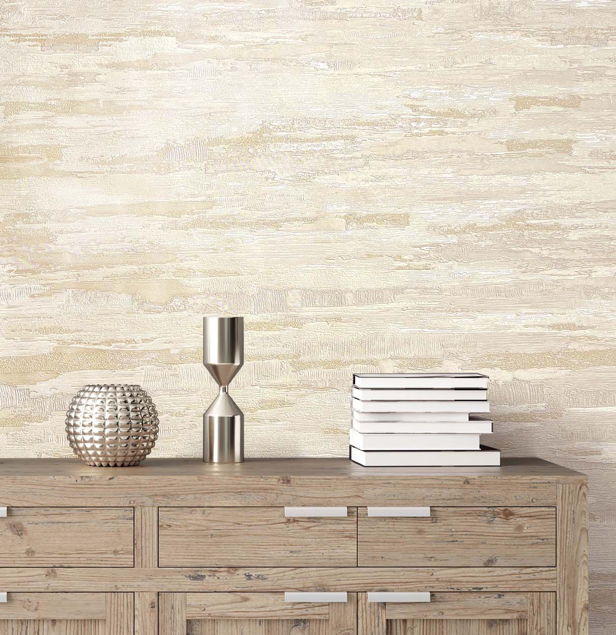 Vymura Gianni Plain Heavyweight Vinyl Wallpaper, Cream
