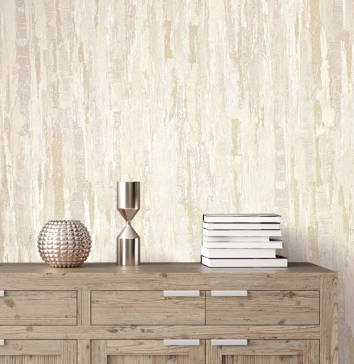 Vymura Gianni Plain Heavyweight Vinyl Wallpaper, Cream