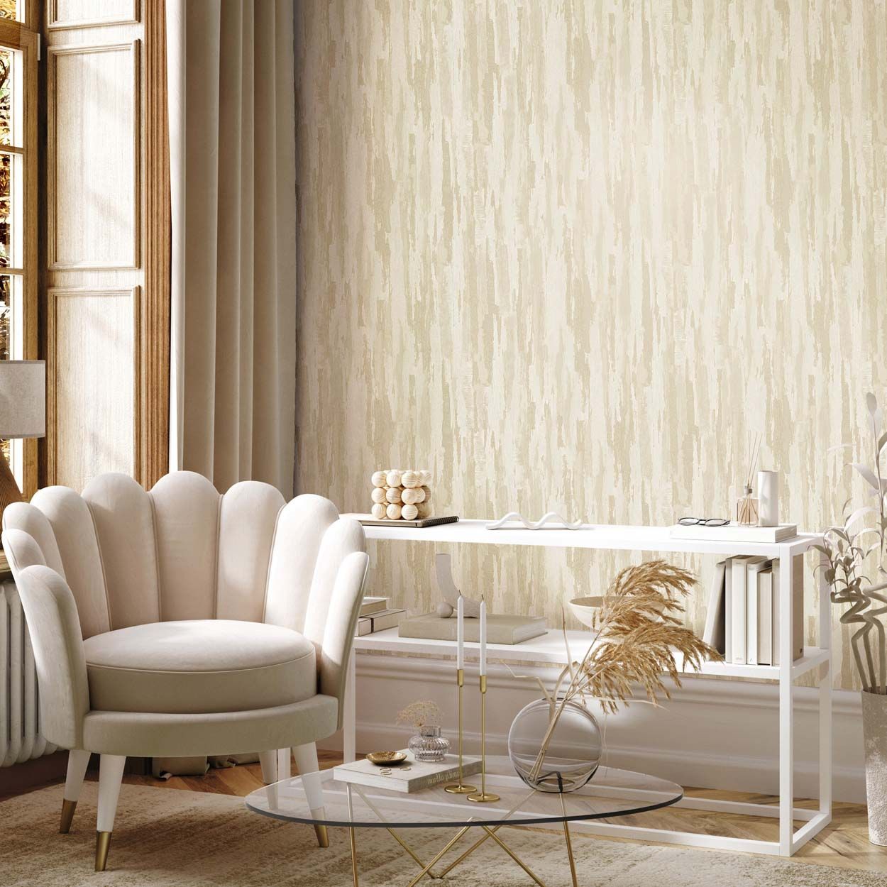 Vymura Gianni Plain Heavyweight Vinyl Wallpaper, Cream
