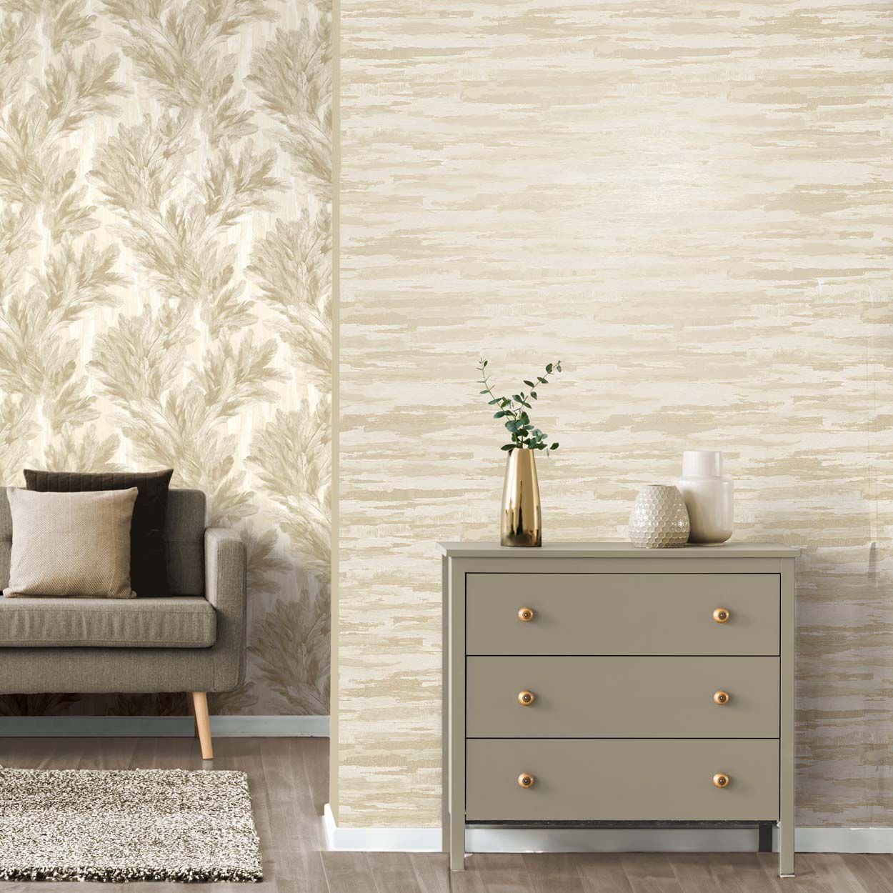 Vymura Gianni Plain Heavyweight Vinyl Wallpaper, Cream