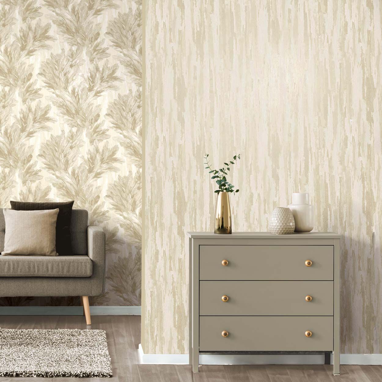 Vymura Gianni Plain Heavyweight Vinyl Wallpaper, Cream
