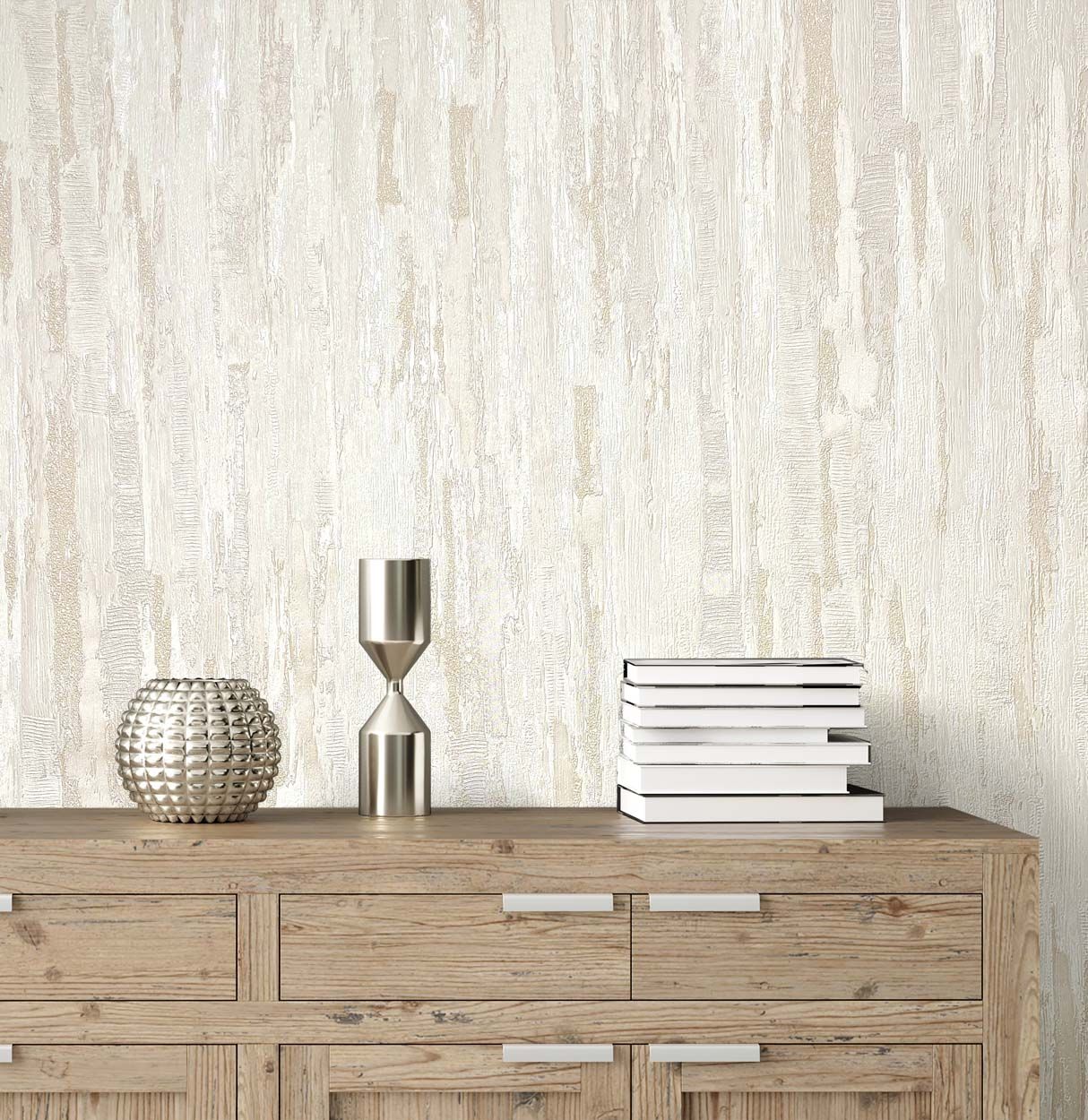 Vymura Gianni Plain Heavyweight Vinyl Wallpaper, Warm Ivory