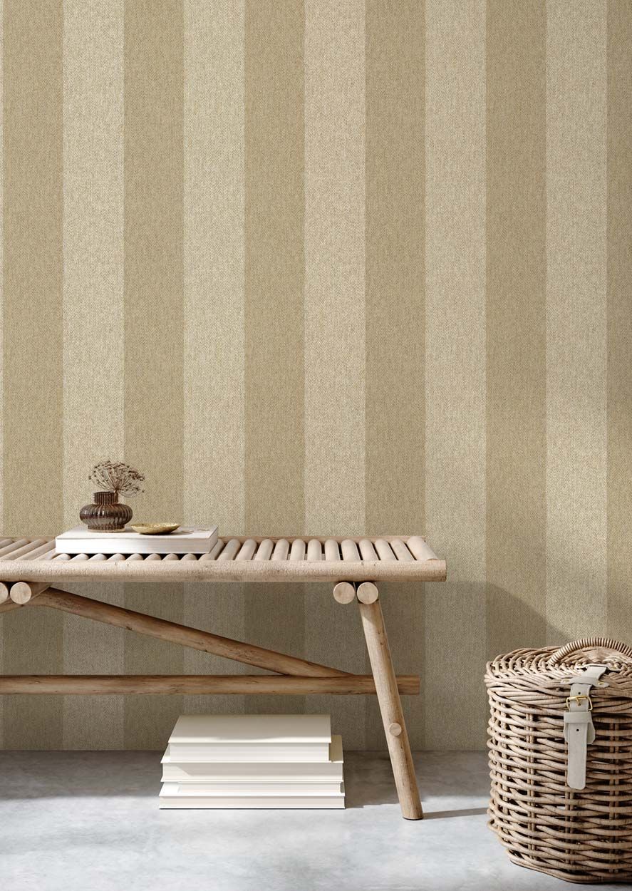 Crown Harris Stripe Luxury Textured Wallpaper, Natural