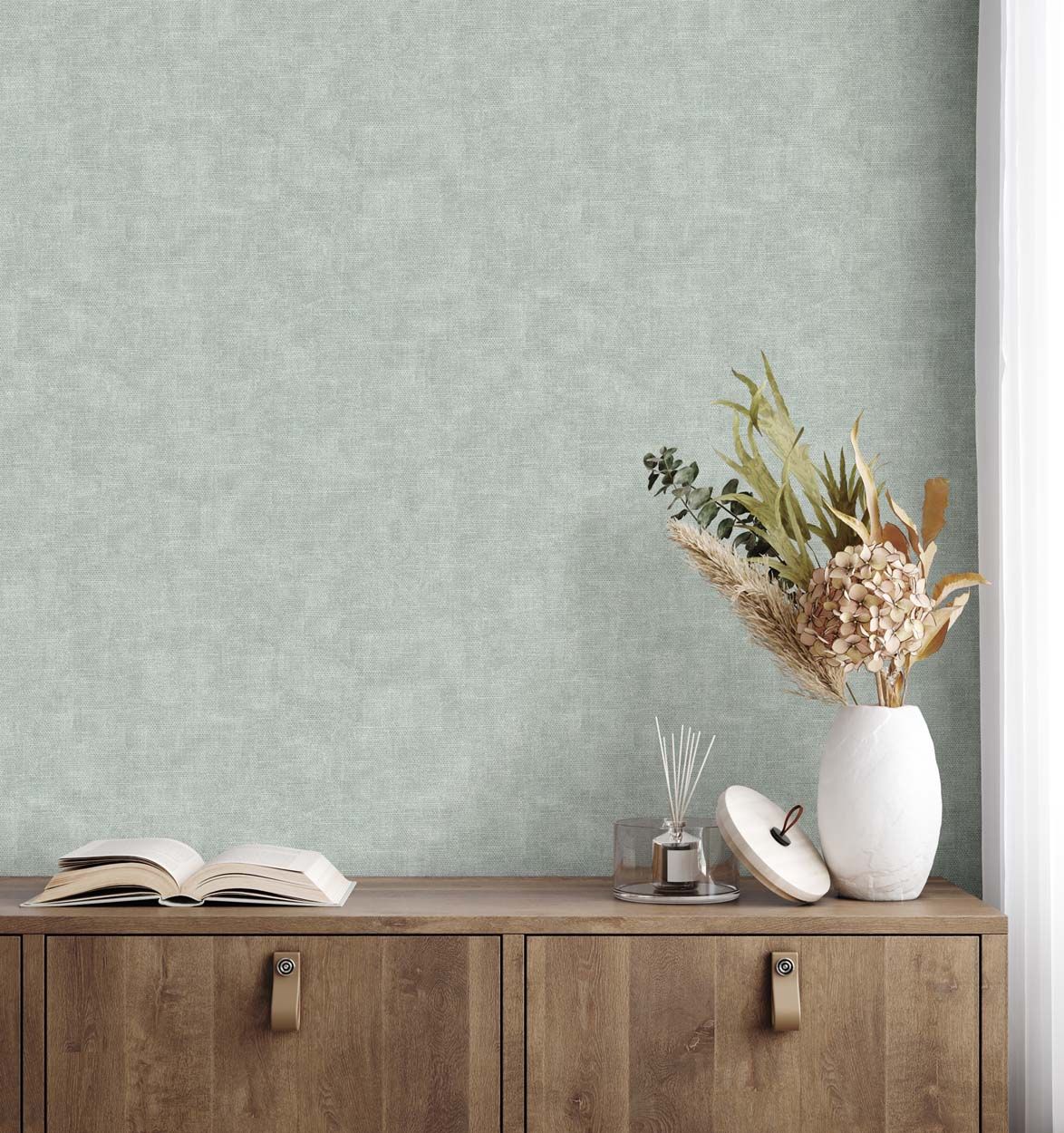 Vymura Hessian Plain Wallpaper, Mineral Blue