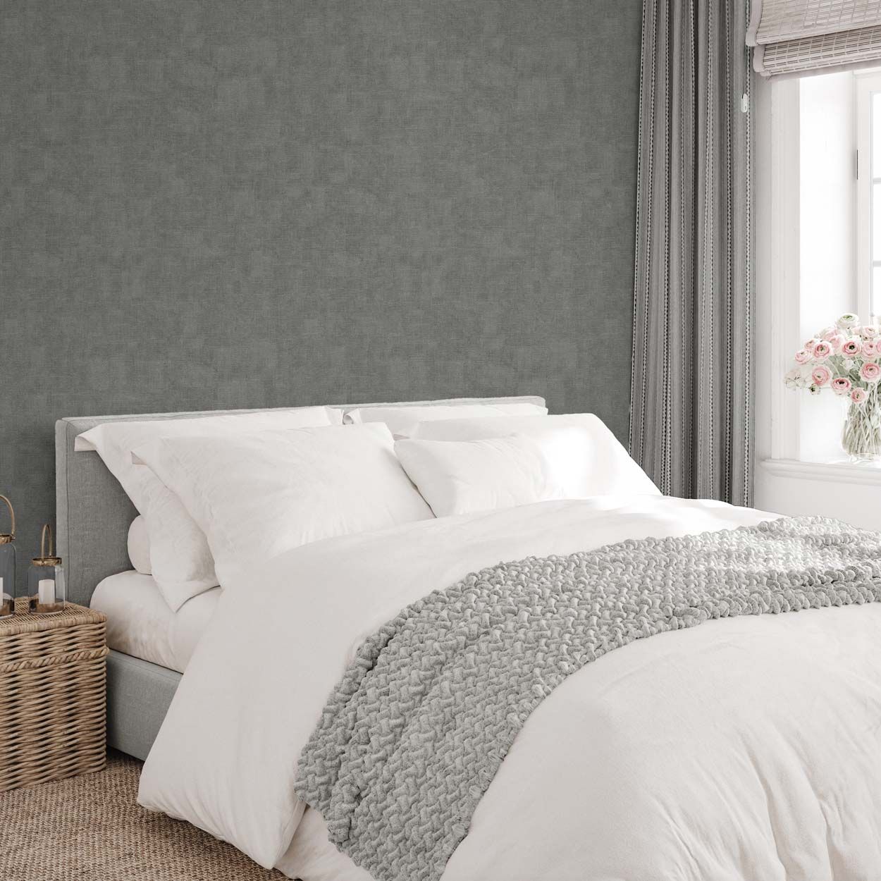 Vymura Hessian Vinyl Wallpaper, Charcoal