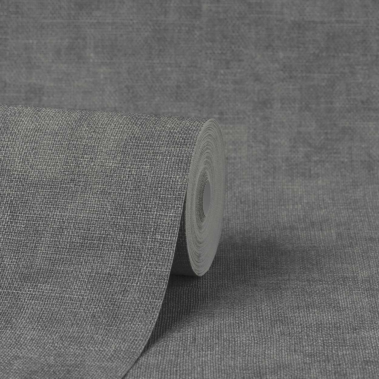 Vymura Hessian Vinyl Wallpaper, Charcoal
