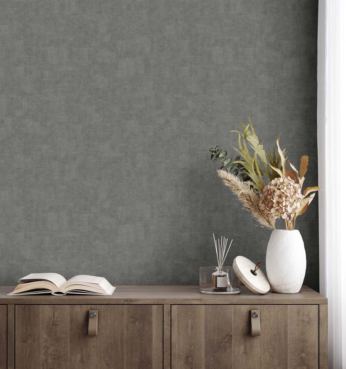 Vymura Hessian Vinyl Wallpaper, Charcoal