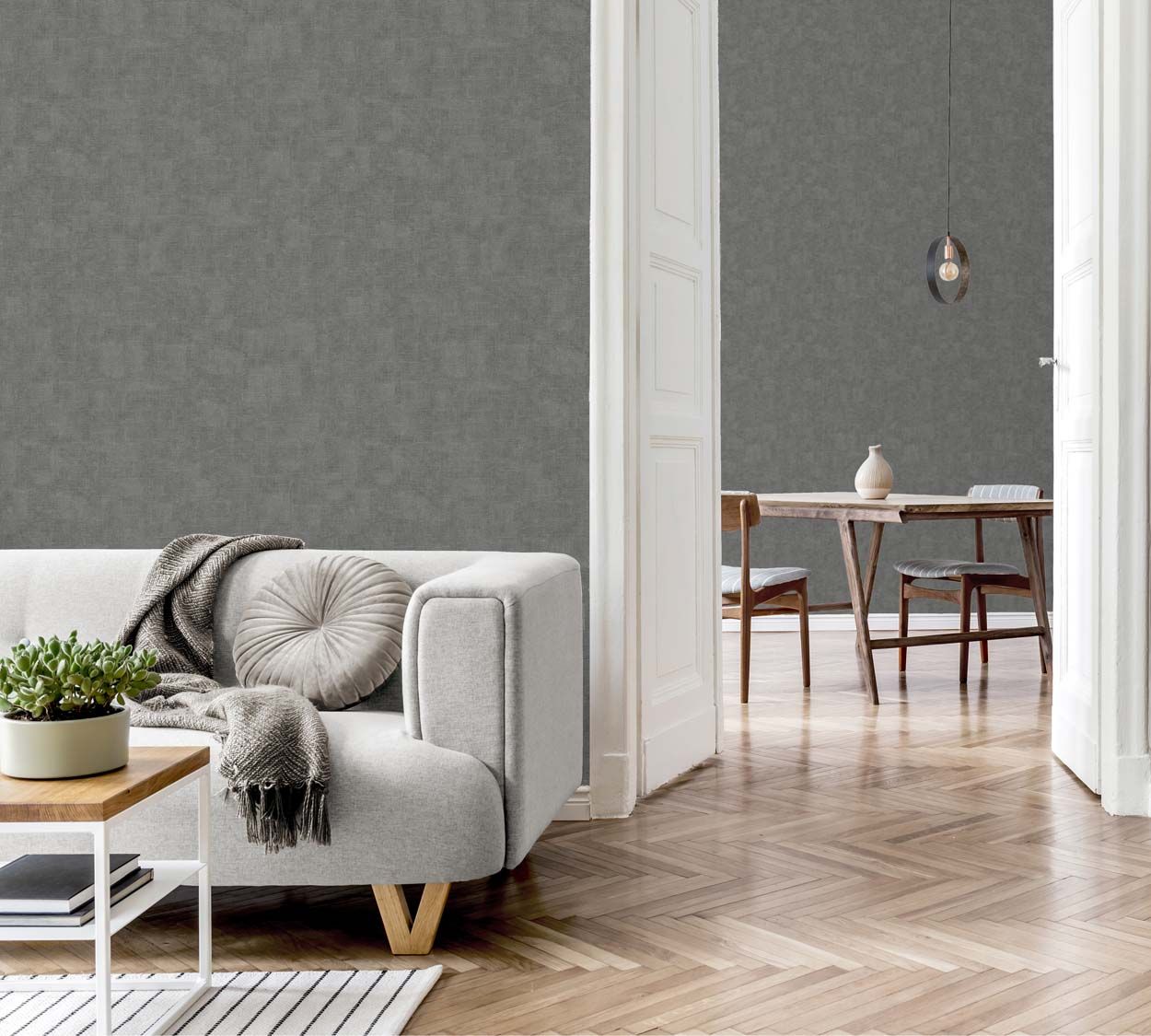 Vymura Hessian Vinyl Wallpaper, Charcoal