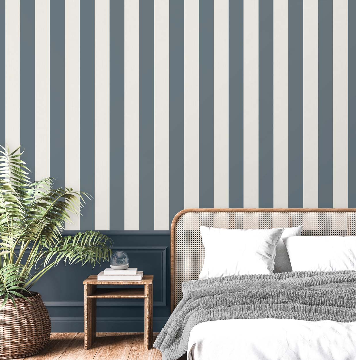 Fine Decor Juliette Textured Vinyl Stripe Wallpaper, Blue