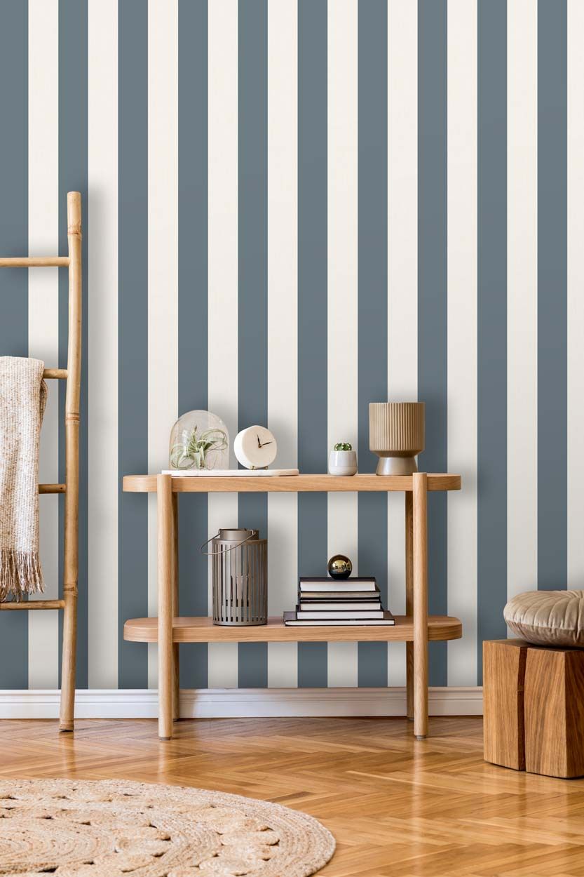Fine Decor Juliette Textured Vinyl Stripe Wallpaper, Blue
