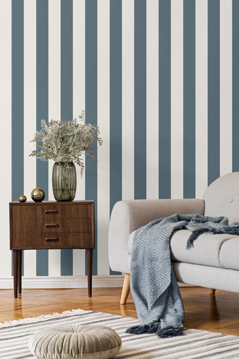 Fine Decor Juliette Textured Vinyl Stripe Wallpaper, Blue