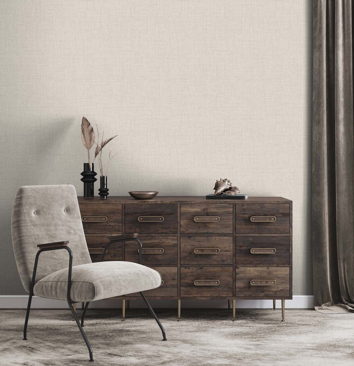 Fine Decor Larson Luxury Textured Vinyl Wallpaper, Stone