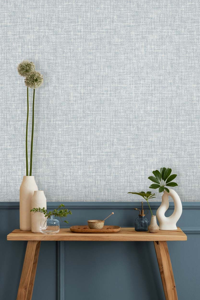 Crown Lynford Texture Mid Weight Vinyl  Wallpaper, Blue