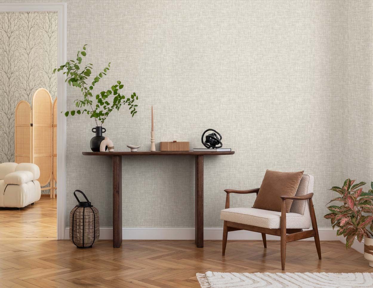 Crown Lynford Texture Mid Weight Vinyl  Wallpaper, Natural