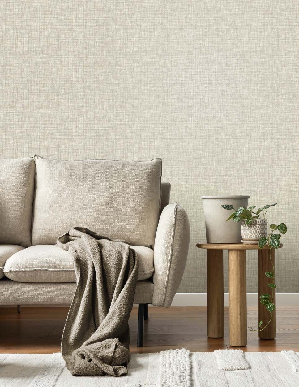 Crown Lynford Texture Mid Weight Vinyl  Wallpaper, Natural
