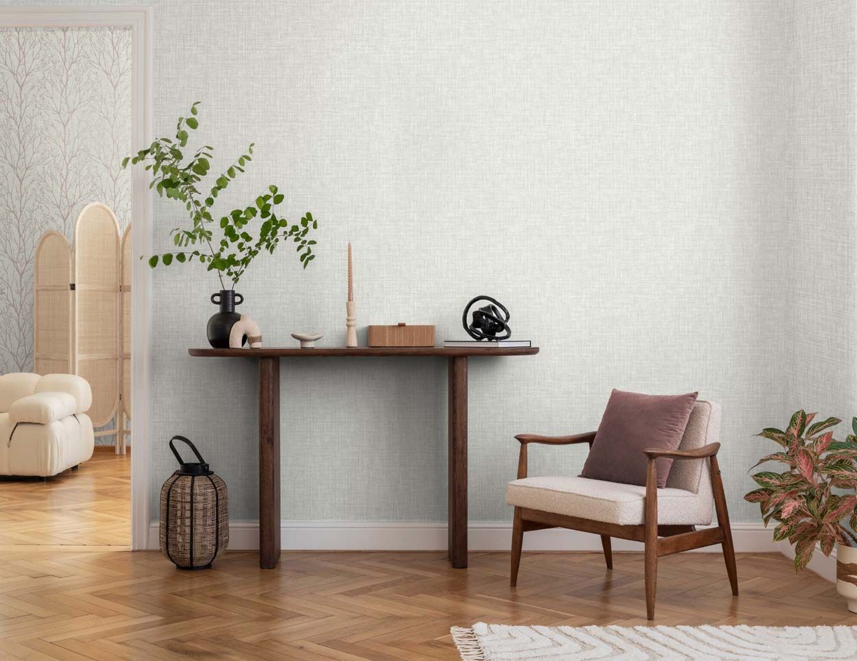 Crown Lynford Texture Mid Weight Vinyl  Wallpaper, White