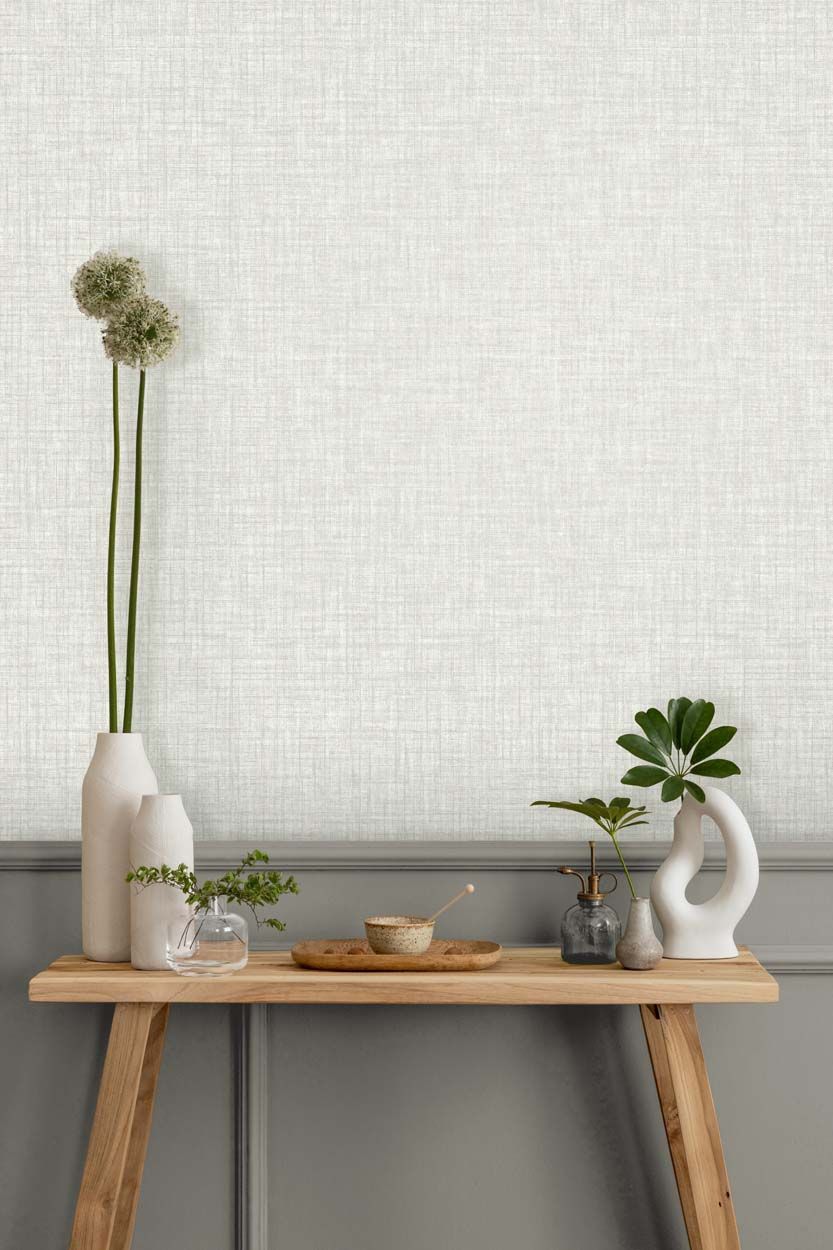 Crown Lynford Texture Mid Weight Vinyl  Wallpaper, White