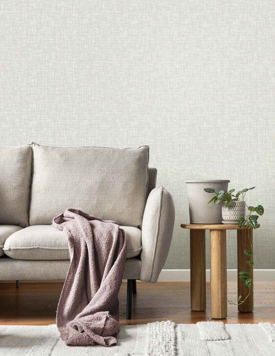 Crown Lynford Texture Mid Weight Vinyl  Wallpaper, White