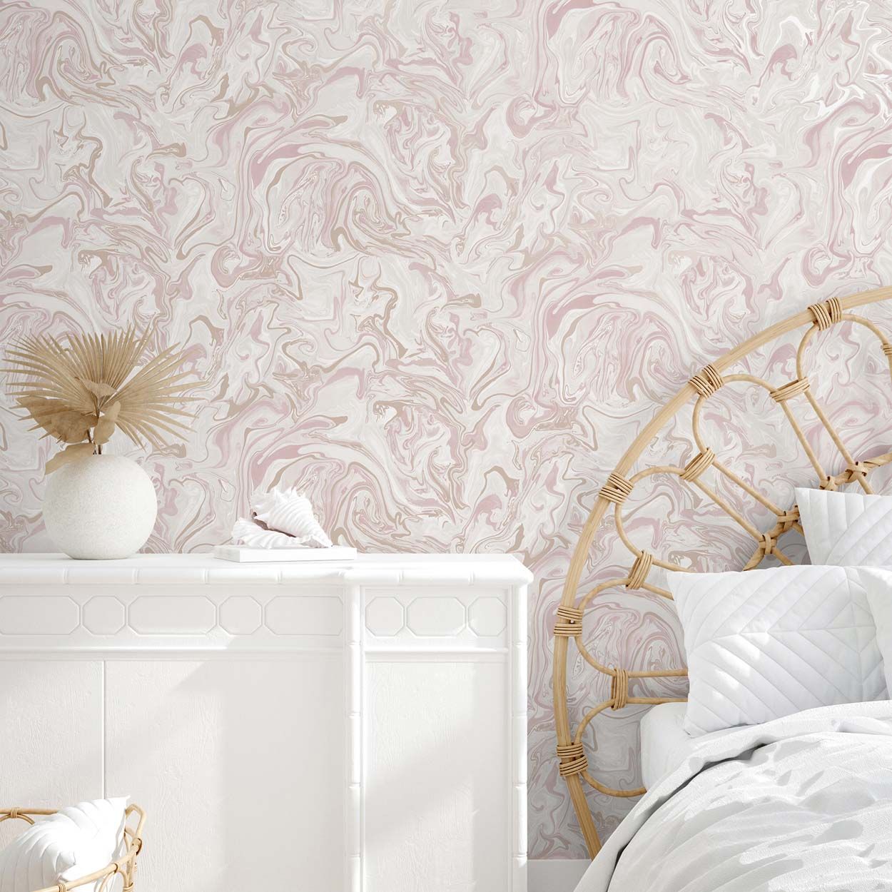 NuWall Marble Swirl Peel & Stick Wallpaper, Blush