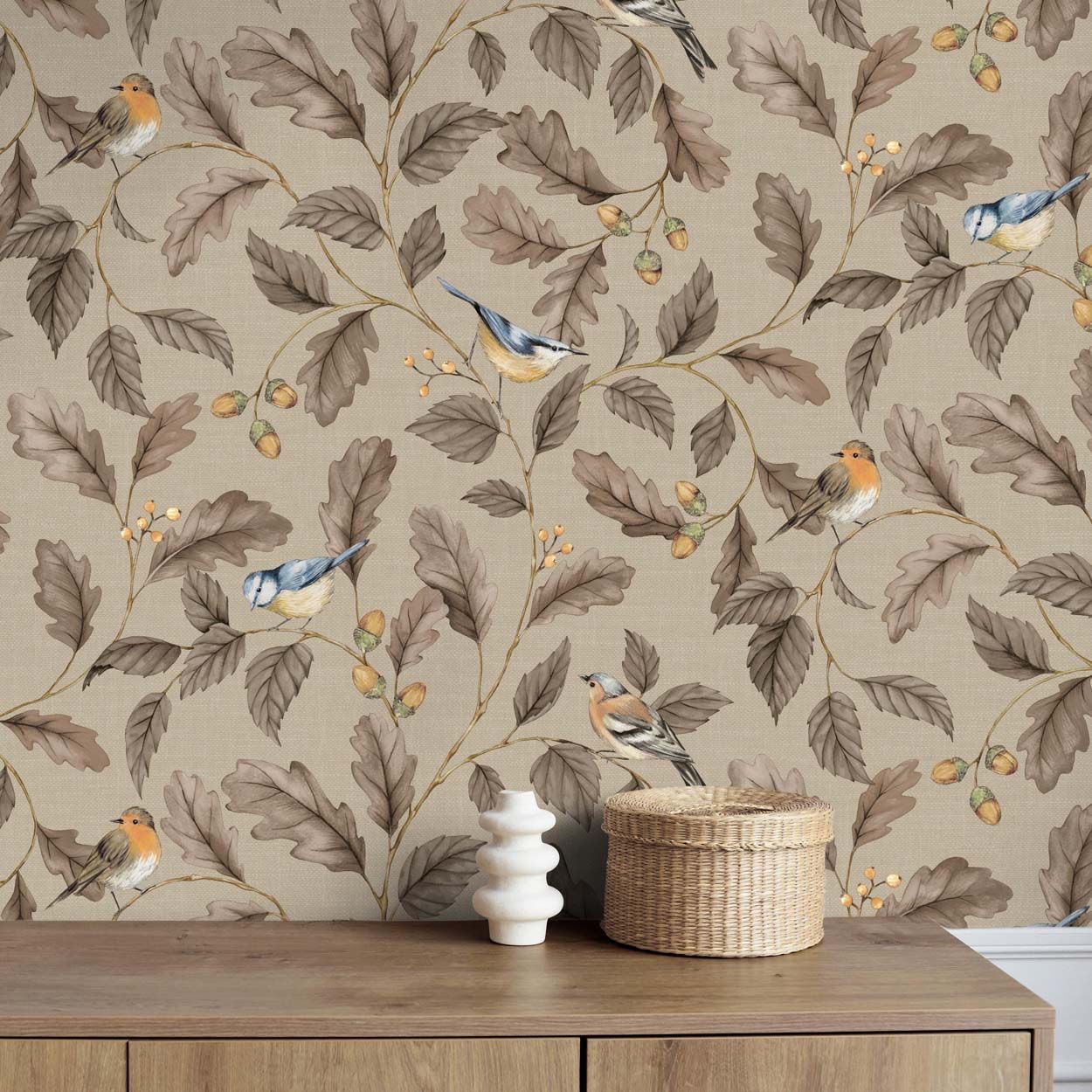 Crown Oakleigh Trail Wallpaper, Taupe