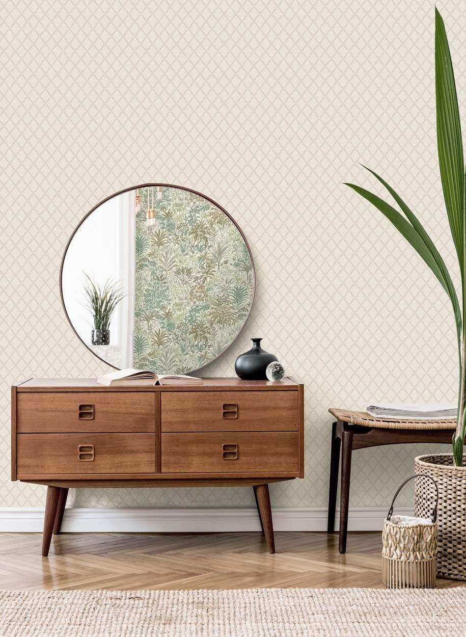 Vymura Santina Trellis Italian Heavyweight Vinyl Wallpaper, Natural