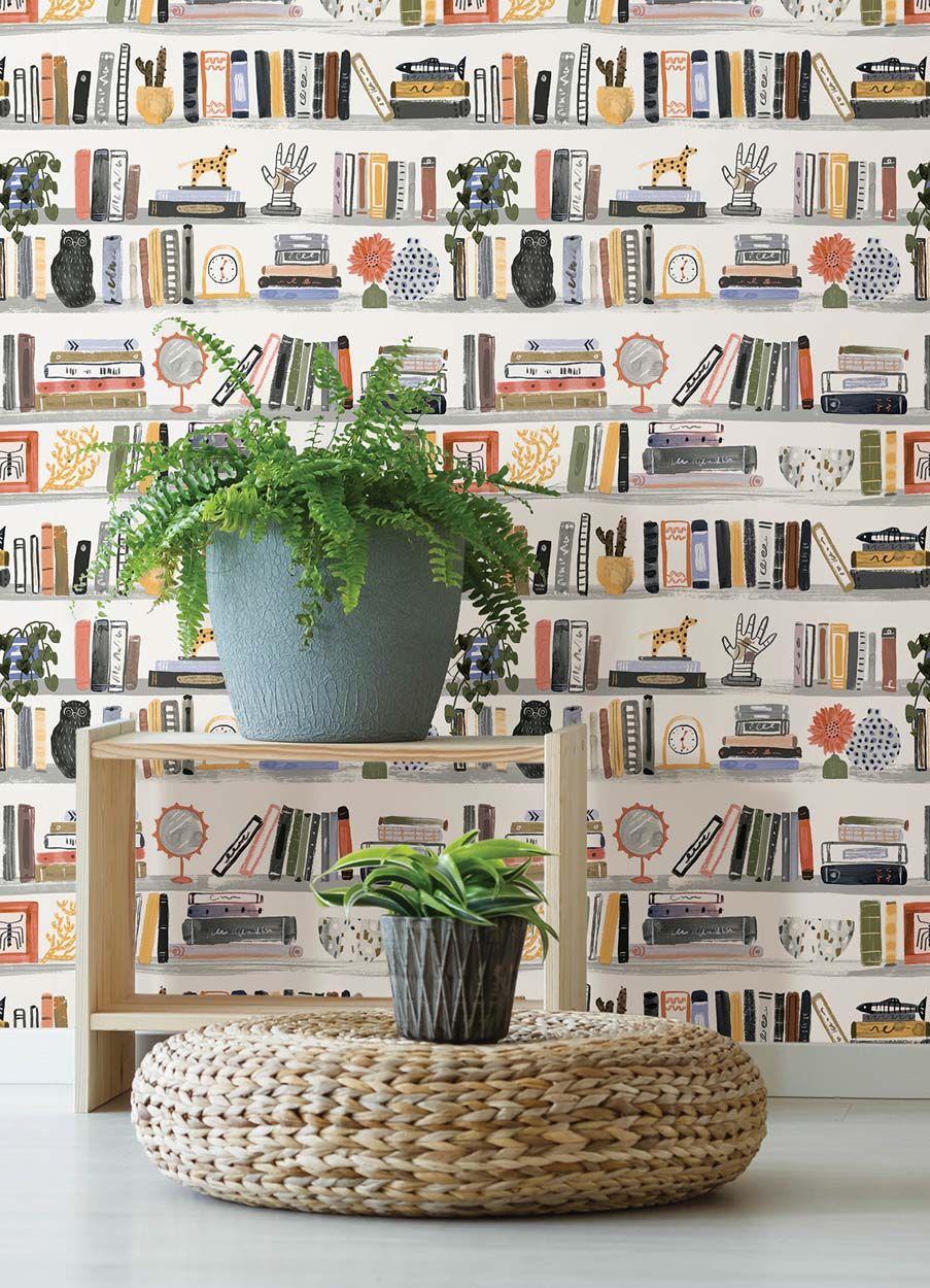 NuWall Shelf Stories Novelty Peel & Stick Wallpaper, Yellow
