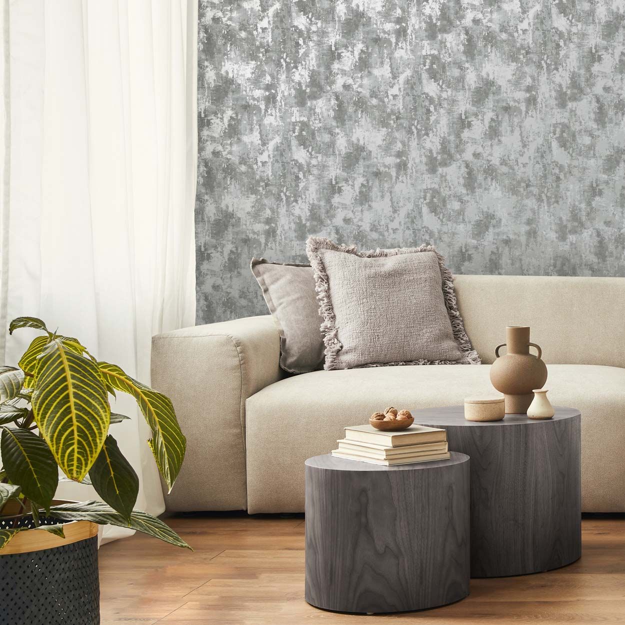 Fine Decor Sierra Textured Wallpaper, Dark Silver
