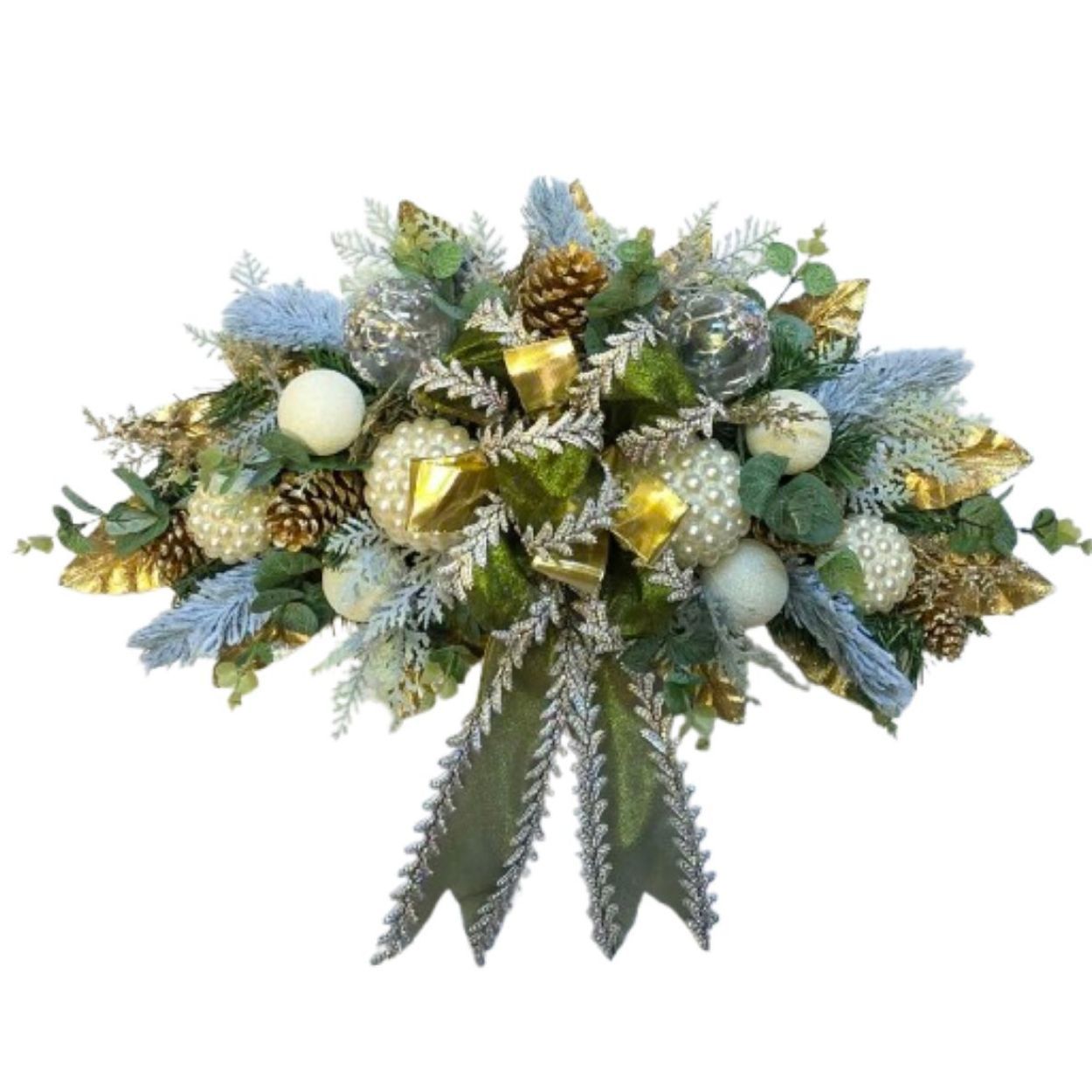 64cm Swag Green W Pearls