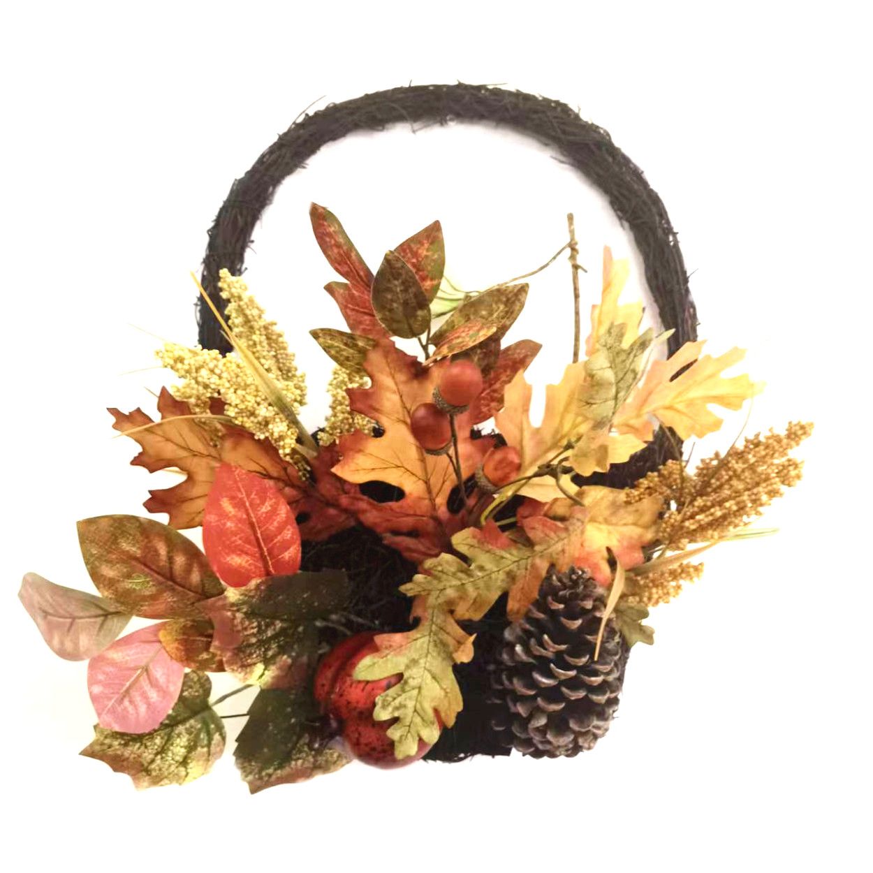 Autumn Leaves Basket W Acron 40cm