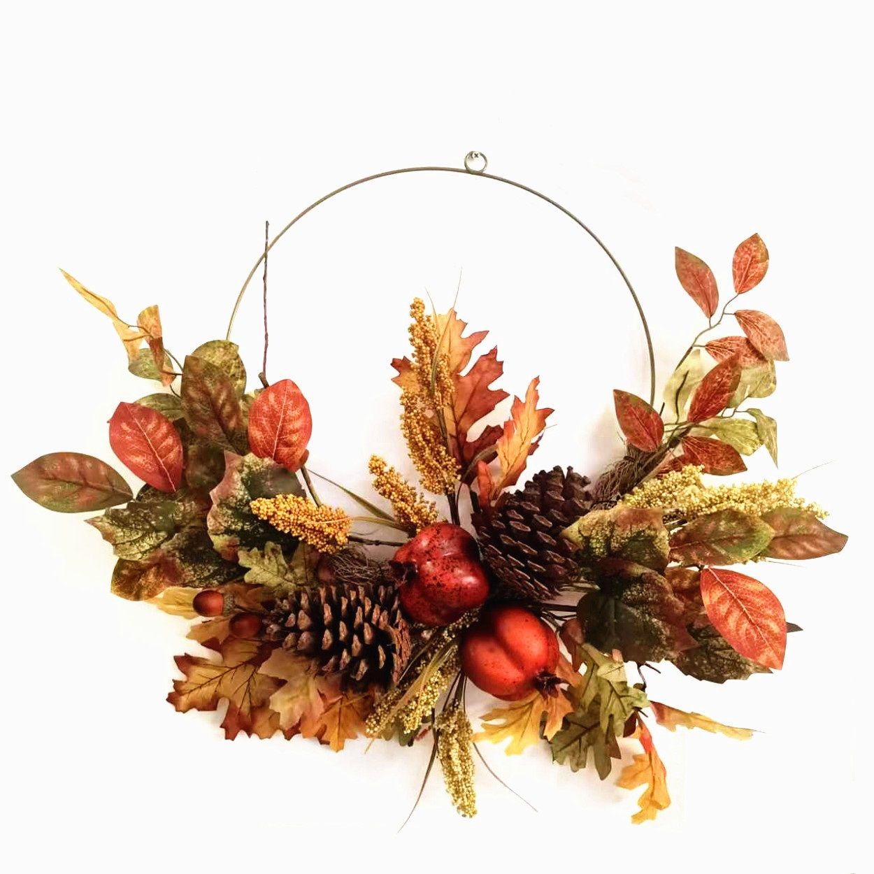 Autumn Leaves Half Wreath W Acorn 50cm