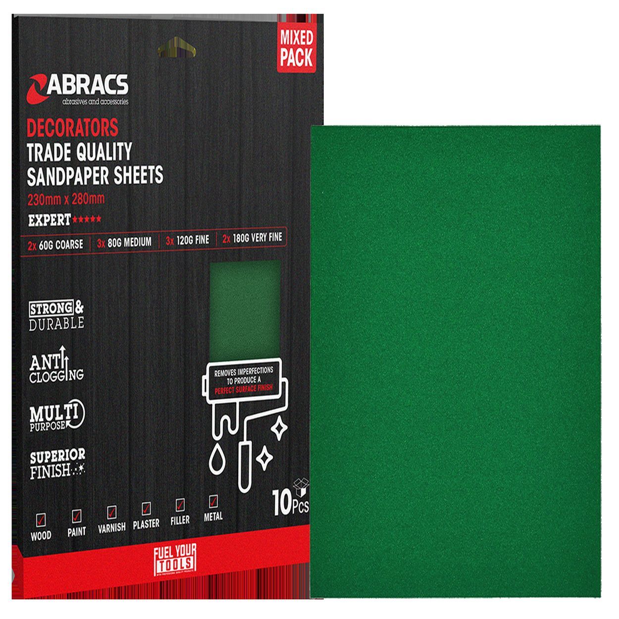 Abracs Decorators Sandpaper Sheet Asst. Pack 10pk