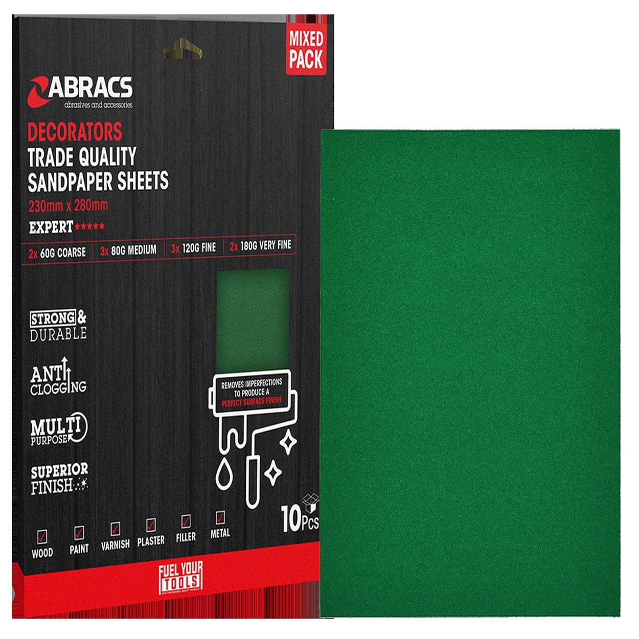 Abracs Decorators Sandpaper Sheet Asst. Pack 10pk