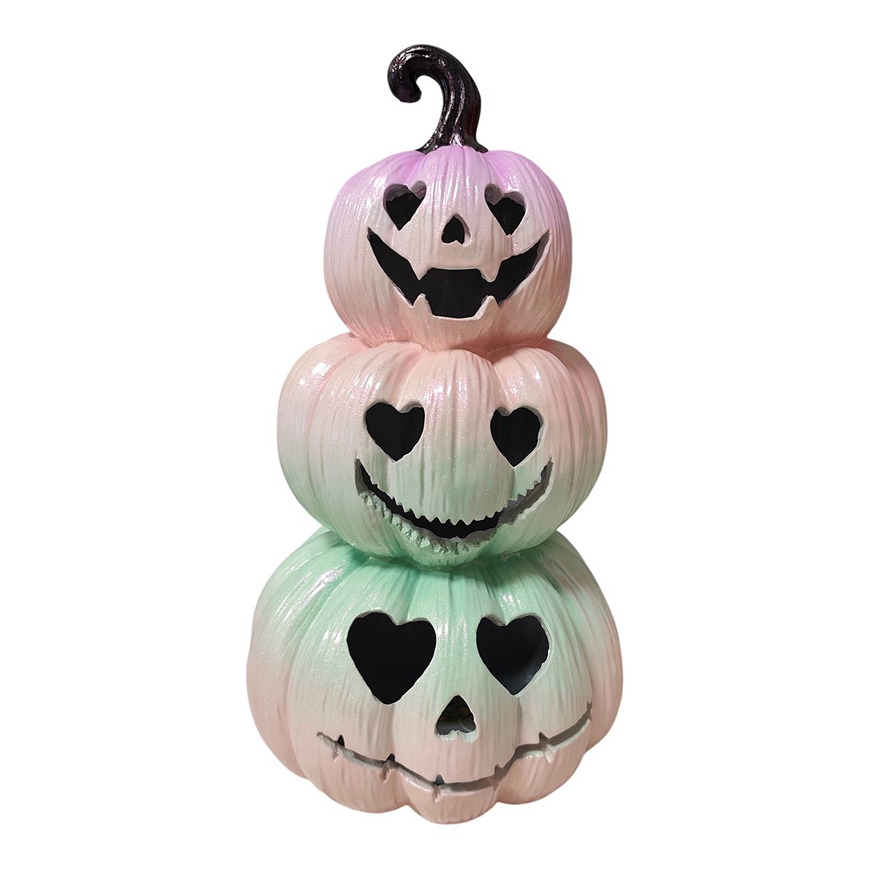 Pastel Gradient 3 Tier Stacked Heart Eye Jack Lantern Halloween Decor