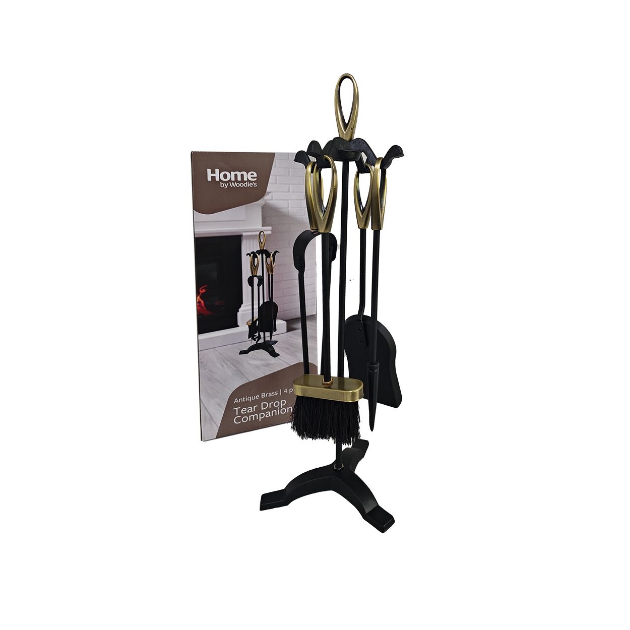Tear Drop 4 Piece Companion Set Antique Brass