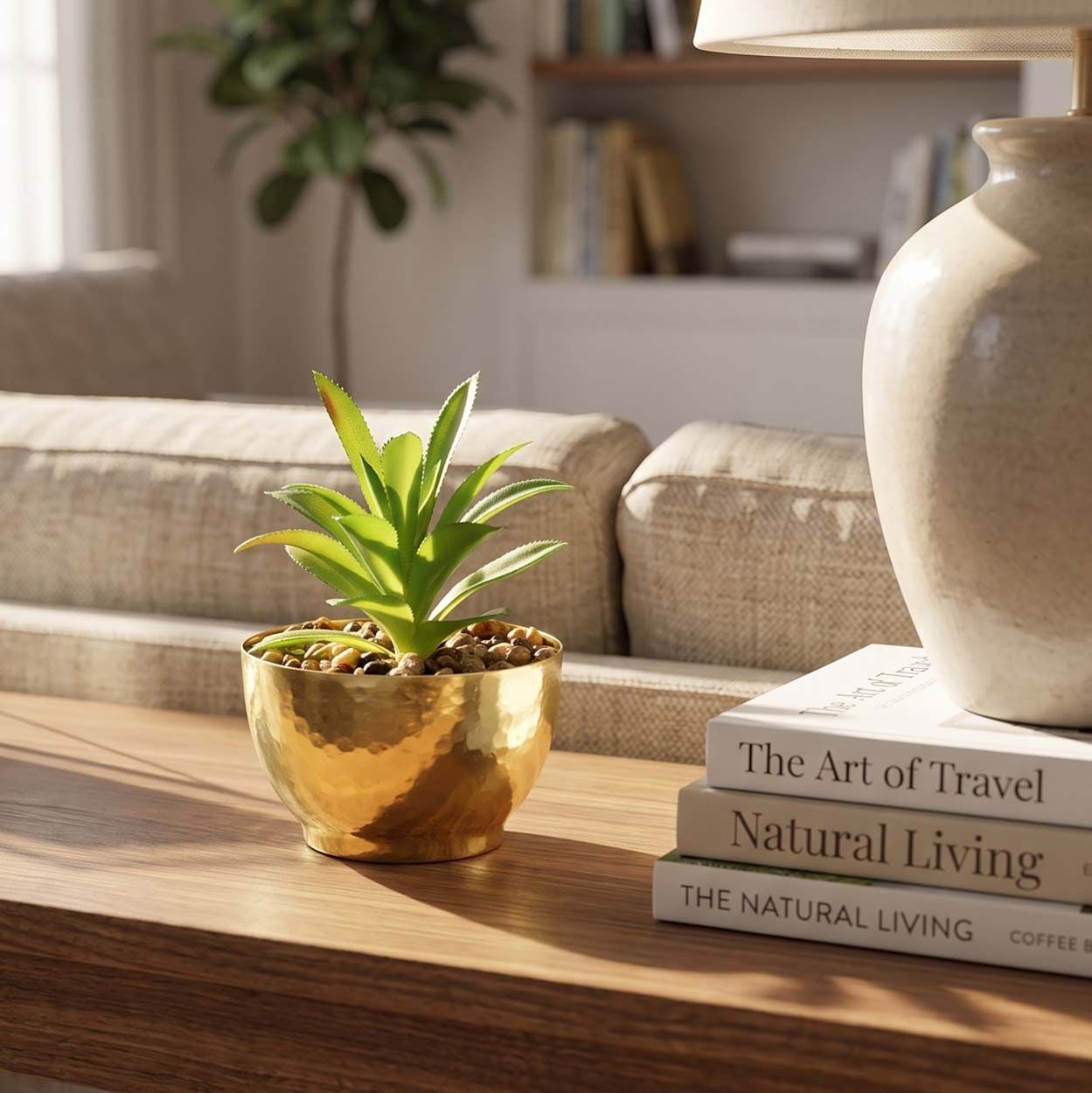 Mini Artificial Plant in Gold Pot