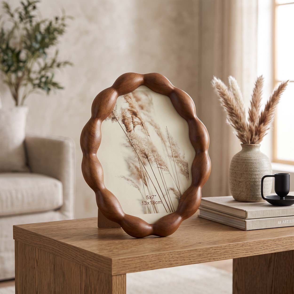 Decorative Oval Photo Frame Maroon