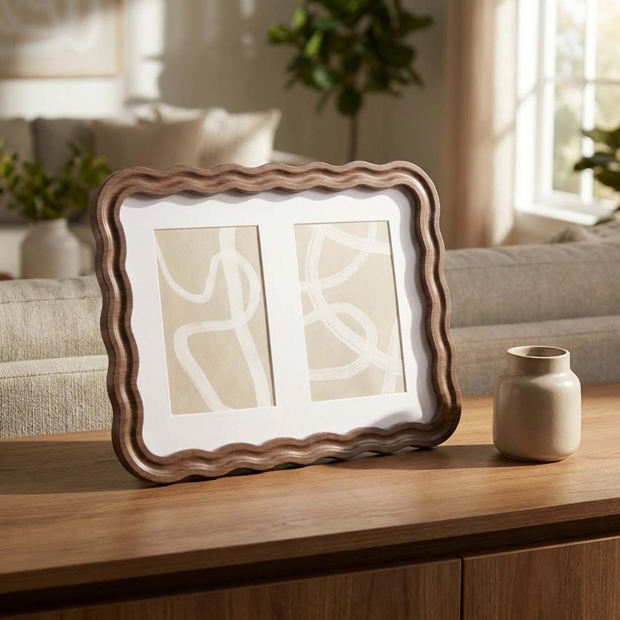 Decorative Dual Photo Frame Maroon